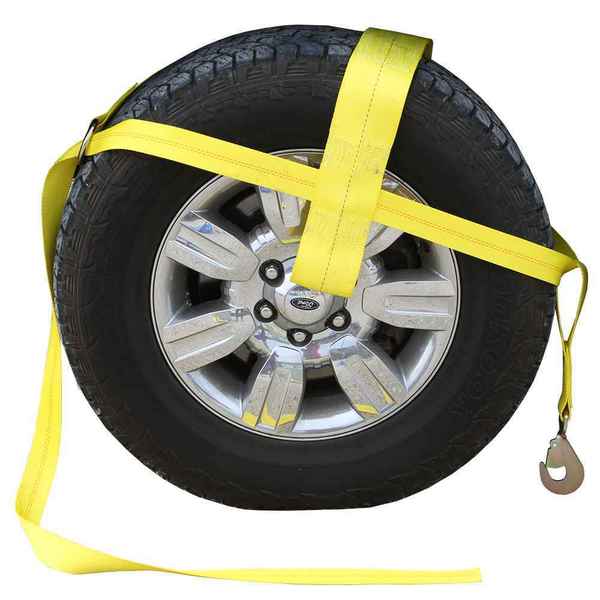 Us Cargo Control Yellow Adjustable Tow Dolly Strap with 4” Top Strap/Twisted Snap Hook WNADJ4-DRING-TFSH